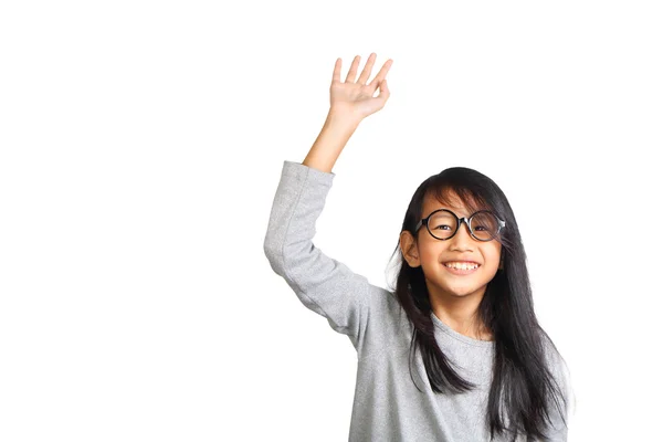 Kleines Mädchen hebt die Hand nach oben — Stockfoto