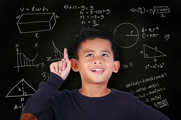 Little Boy Solved Math Problem Royalty Free Stock Images