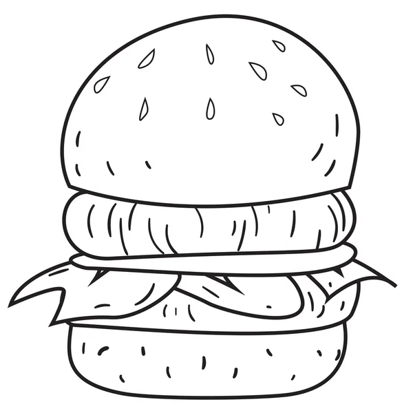 Big Burger Doodle — Stock Vector