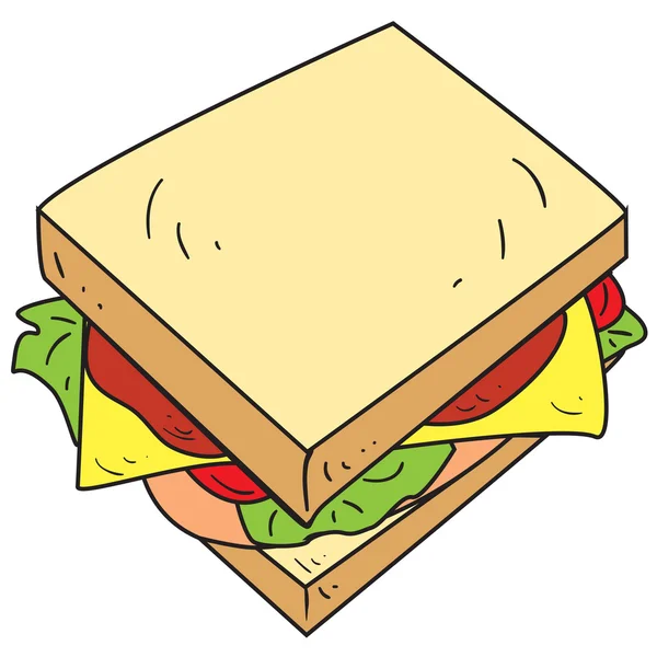 Cheese Sandwich Doodle — Stock Vector