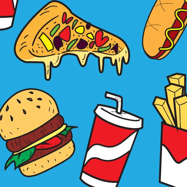 Doodle fast foodów — Wektor stockowy