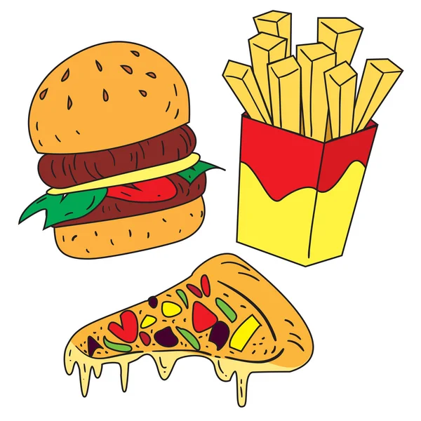 Doodle de fast Foods — Vetor de Stock