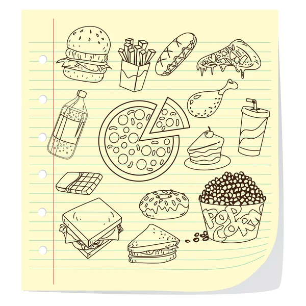 Doodle Makanan Cepat - Stok Vektor