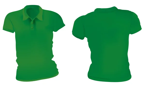 女性の緑のポロシャツのテンプレート — ストックベクタ