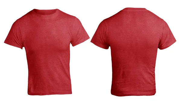 红石南色T恤造型 平淡的红衫造型 衬衫设计模板 供印刷用的空白裤 — 图库照片