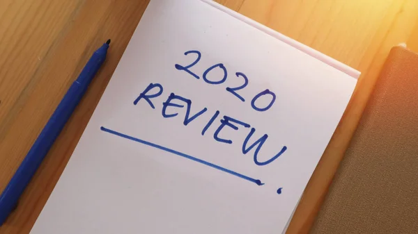 2020 Felülvizsgálat Tavalyi Felülvizsgálat Életben Üzlet 2021 Határozatainak Megírása Előkészítése — Stock Fotó