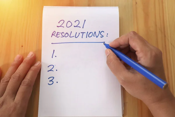 2021 Resoluciones Metas Planes Vida Negocios Primer Plano Escritura Del —  Fotos de Stock