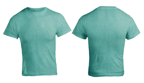 Camiseta Verde Turquesa Color Brezo Simulada Vista Frontal Trasera Aislada — Foto de Stock