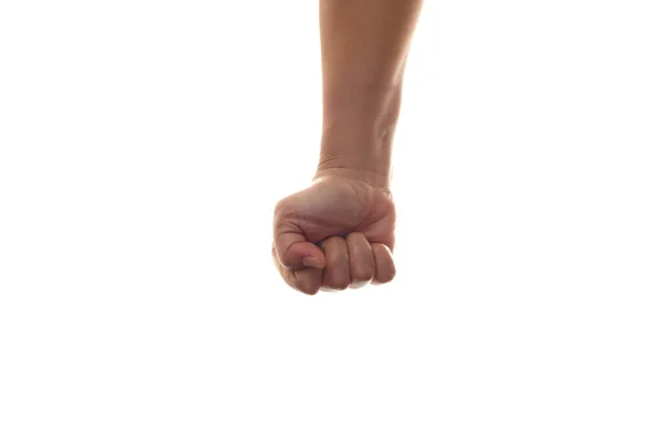 Punch Hand Nävar Knoge Hand Slår Ner Ovanifrån Isolerad Vit — Stockfoto