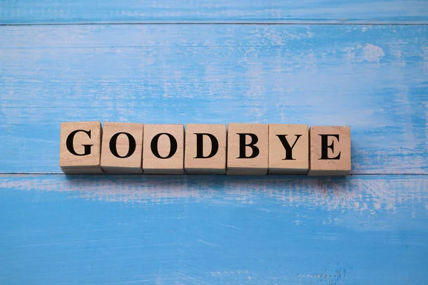 Goodbye Text Words Typography Written Wooden Block Life Business Motivational — Stock Photo, Image