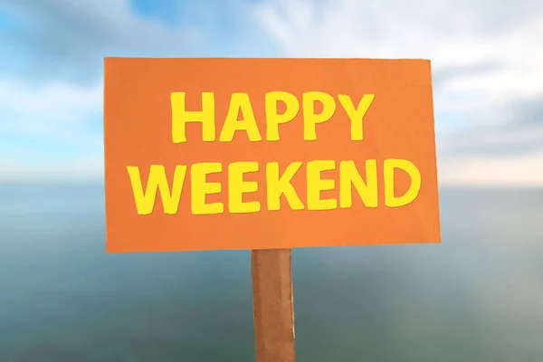 Happy Weekend Text Words Typography Written Paper Life Business Motivational — Stock Photo, Image