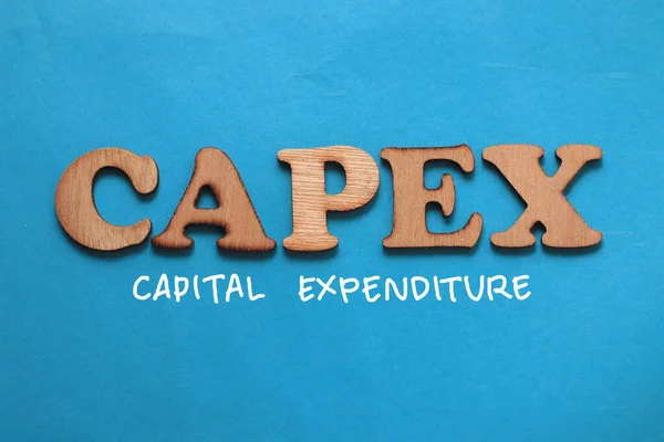 Capex Capital Spese Parole Testo Tipografia Scritta Sfondo Blu Vita — Foto Stock