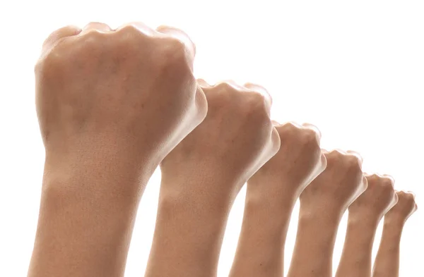 Punch Tangan Tinju Tangan Memukul Mengangkat Terisolasi Atas Putih — Stok Foto