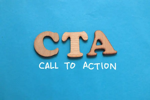 Cta Call Action Texte Typographie Écrite Sur Fond Bleu Concept — Photo