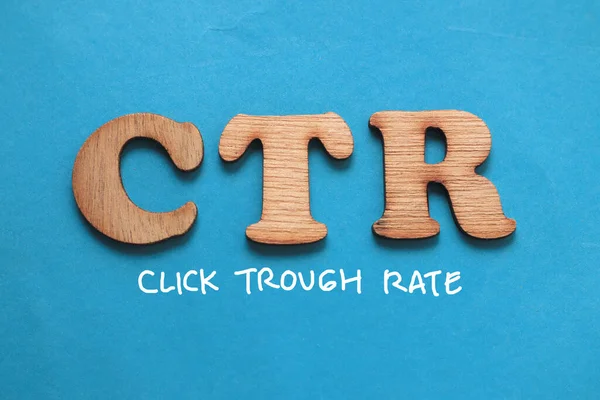 Ctr Click Trough Rate Text Ord Typografi Skriven Blå Bakgrund — Stockfoto