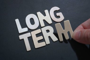 Uzun vadede, iş motivasyonu ilham verici alıntılar, kelime tipografi harf kavramı