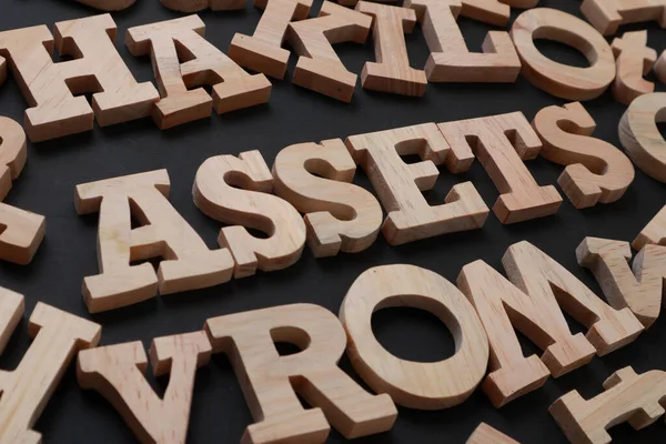 Activa Tekstwoorden Typografie Geschreven Met Houten Letter Zwarte Achtergrond Leven — Stockfoto