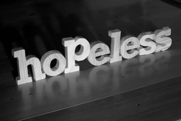 Hopeless Text Words Typography Written Wooden Letter Black Background Life — Stock Photo, Image