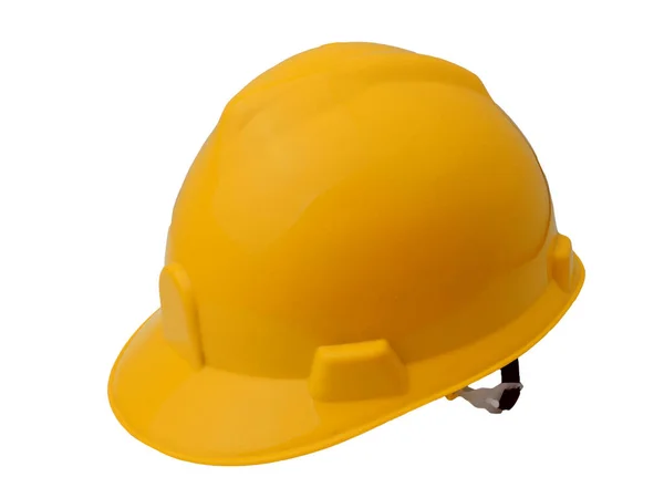 Casque Sécurité Construction Jaune Isolé Sur Fond Blanc — Photo