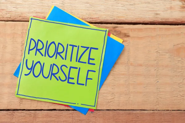 Prioritize Yourself Text Words Typography Written Paper Life Business Motivational — Stock Photo, Image