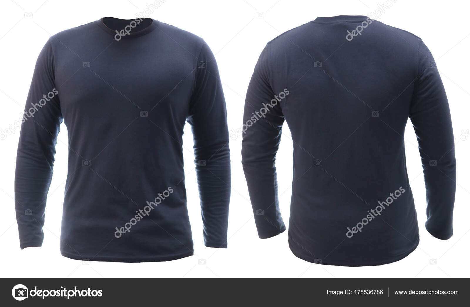 Blank Long Sleeved Shirt Mock Template Front Back View Plain Stock Photo by  ©airdone 478536786