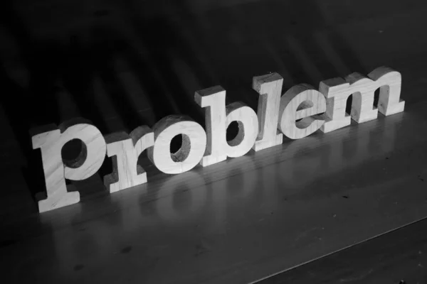 Problem Text Words Typography Written Wooden Letter Black Background Life — Stock fotografie