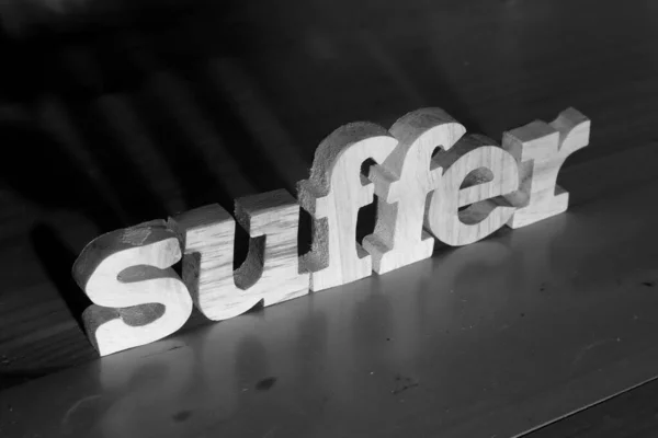 Suffer Text Words Typography Written Wooden Letter Black Background Life — Stock Photo, Image