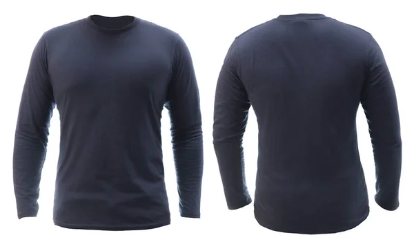 Blank Long Sleeved Shirt Mock Template Front Back View Plain — Stockfoto