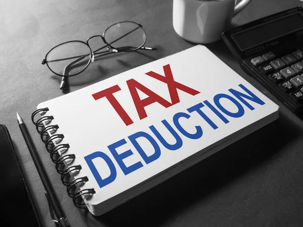 Tax Deduction Text Words Typography Written Paper Life Business Motivational — Stok fotoğraf