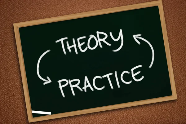 Theory Practice Text Words Typography Written Chalkboard Success Life Business — 스톡 사진