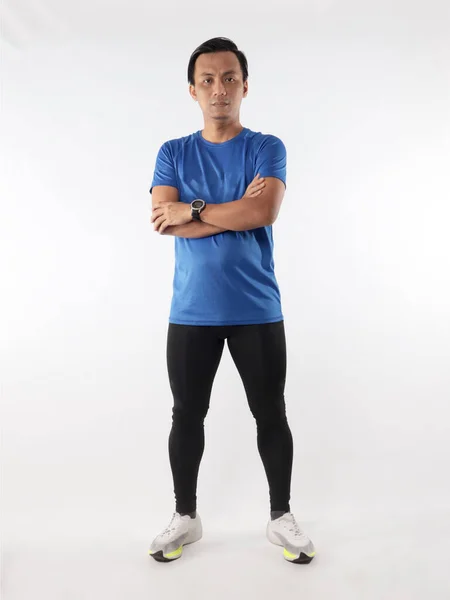Silné Sebevědomí Atletický Mladý Asijský Muž Sobě Běžící Dres Při — Stock fotografie