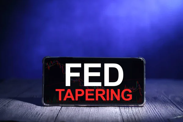 Conceito Taper Tantrum Mercado Mundial Econômico Global Reagindo Fed Tapering — Fotografia de Stock