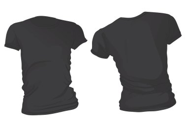 kadın siyah t-shirt şablonu