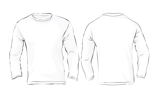 Modèle de T-shirt à manches longues pour hommes, couleur blanche — Image vectorielle