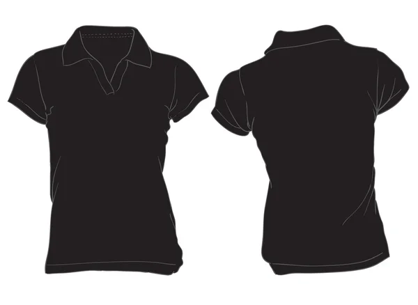 Women's Black Polo Shirt Template — Stock Vector