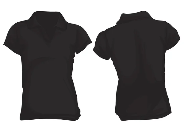 Women's Black Polo Shirt Template — Stock Vector