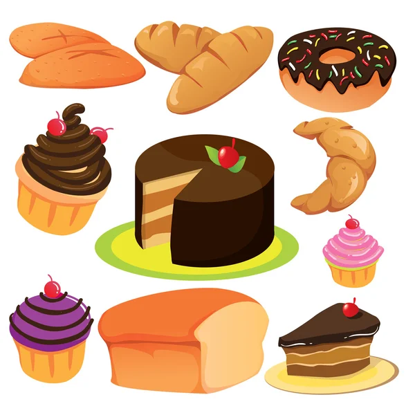 Cake en brood collectie — Stockvector