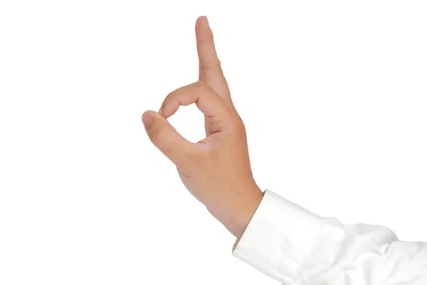 OK Sign Hand Gesture Isolated on White — Stock Photo, Image