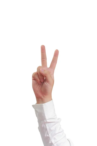 Number Two Hand Gesture Isolated on White — Stock Photo, Image