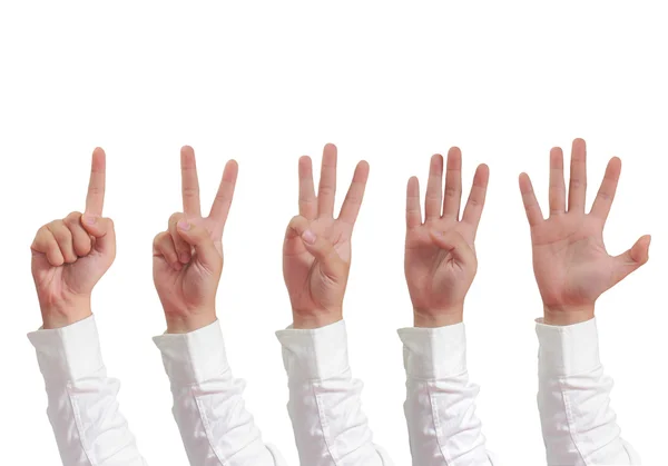 Nombre geste de la main isolé sur blanc — Photo