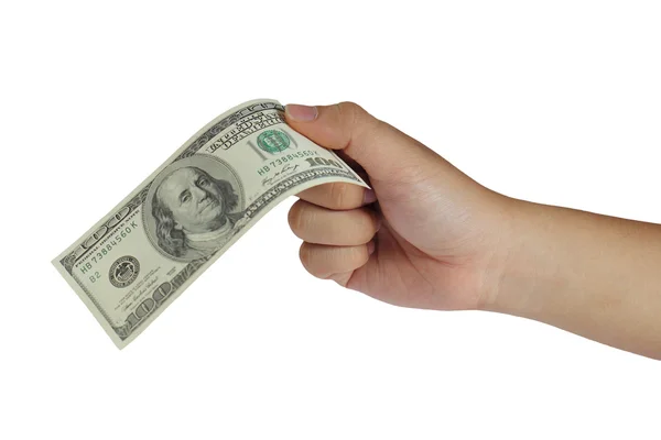 Memegang 100 Dollar Bill — Stok Foto