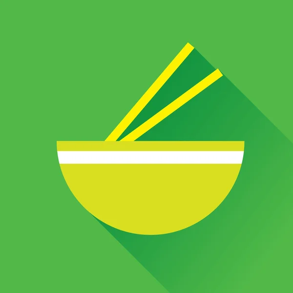 Bowl and Chopstick Flat Icon — Stock Vector