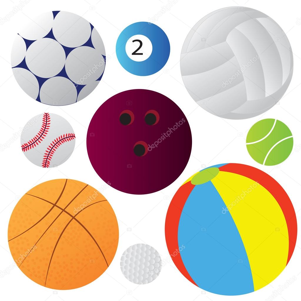 Vector illustration of many balls collection isolated on white