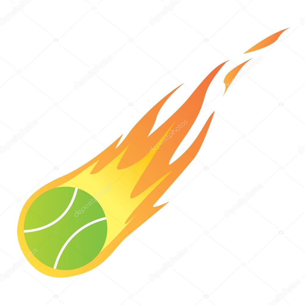 Vector illustration of a Tennis Ball in Fire isolated on white