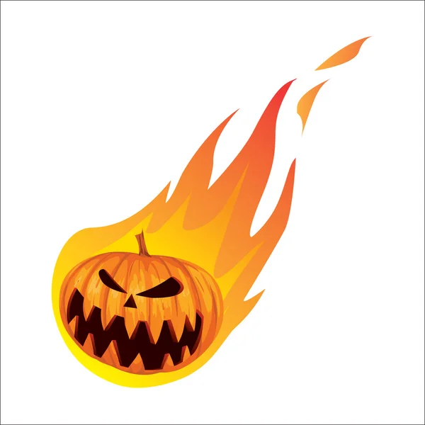 Bruciare nel fuoco Jack o Lanterna Halloween zucca — Vettoriale Stock
