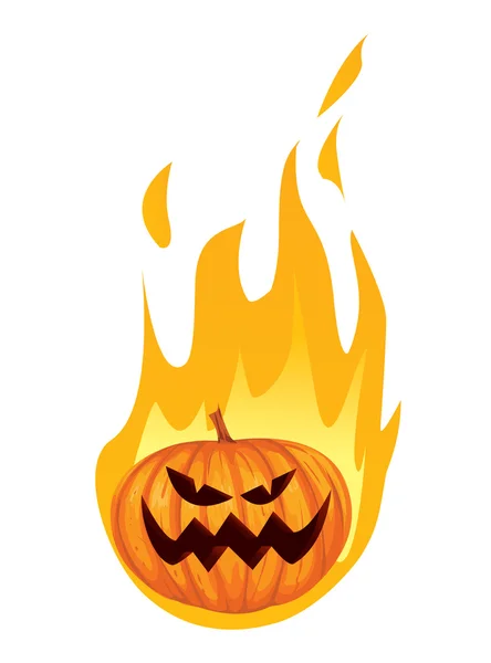 Горящий в огне Джек Лэнд Хэллоуин тыква — стоковый вектор