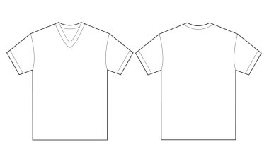 Erkekler için beyaz v yaka gömlek tasarım şablonu