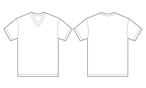 White V-Neck Shirt Design Template For Men