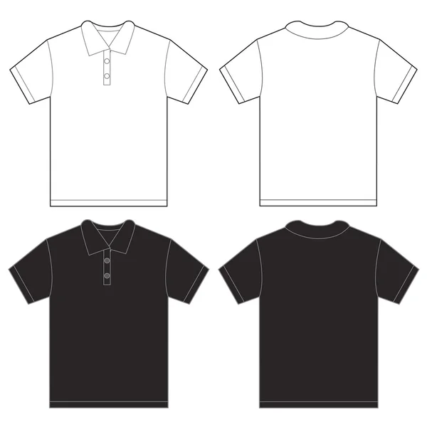 Modèle de conception de polo blanc noir pour hommes — Image vectorielle