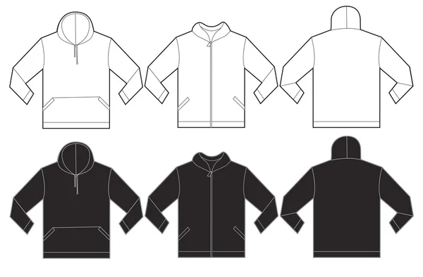 Fekete fehér kapucnis pulóver tervezősablon — Stock Vector